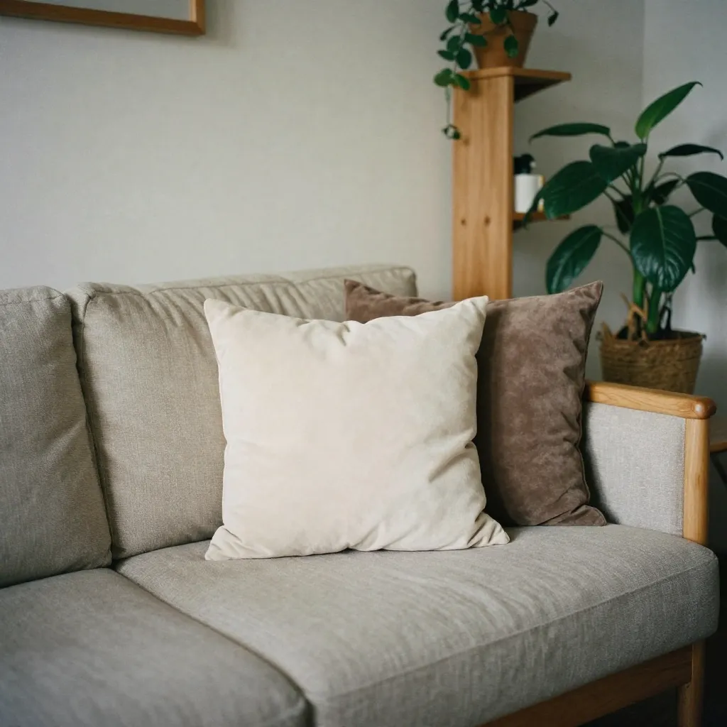Cozy living space with neutral colors and comfortable seating